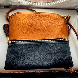 Brown and Black Two Tone Block Purse
